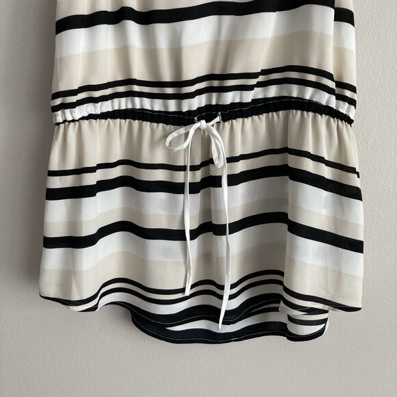 Aritzia Babaton Double V-Neck Tank Top Medium Striped Black Tan Sleeveless - Picture 5 of 11